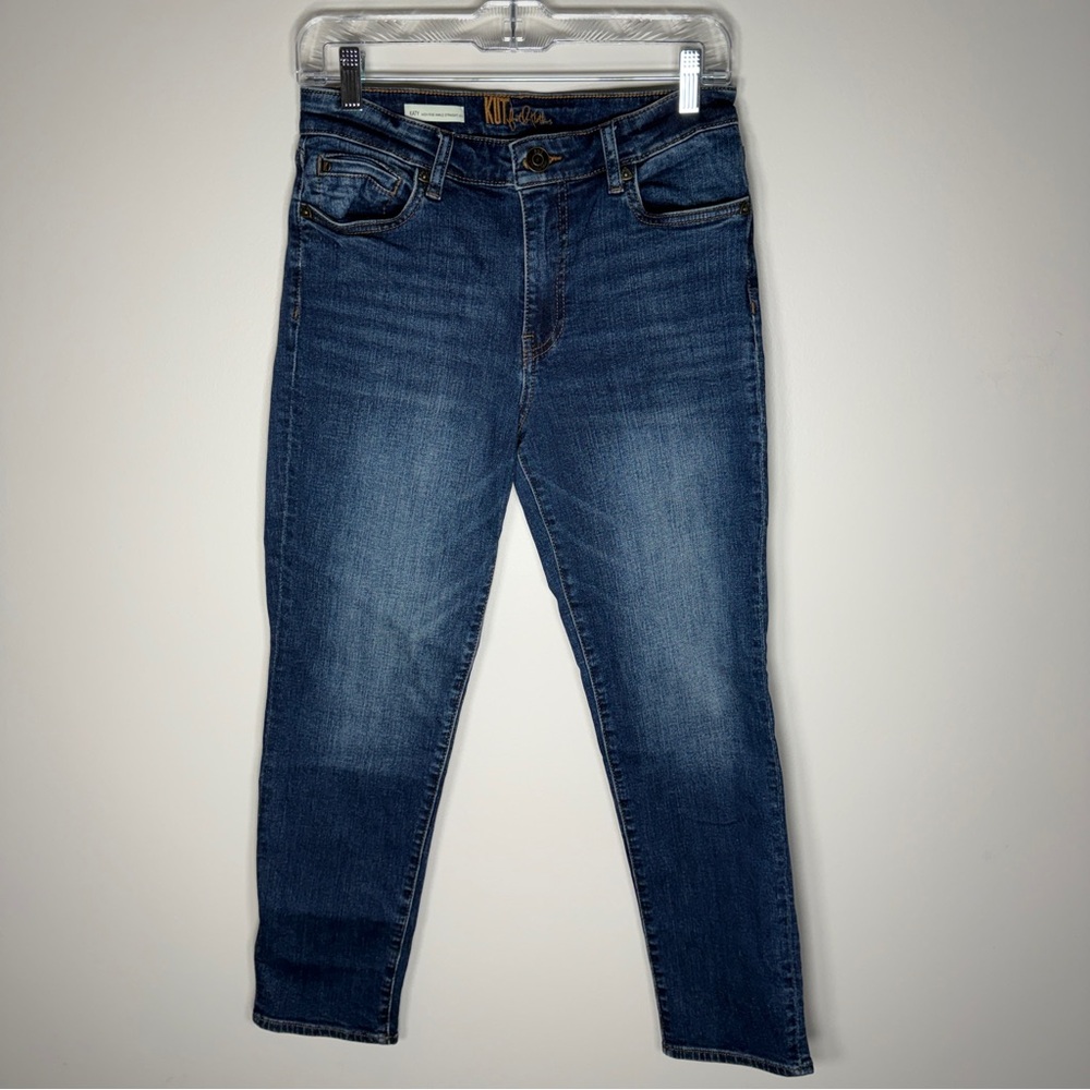 Kut from the Kloth Katy High-Rise Ankle Straight Leg Jeans - Dark Blue